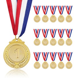 Roucerlin 15 Pieces Gold Metal Sports Medals for Winners, 1st Winner Medals for Sports, Competitions, Party Decoration