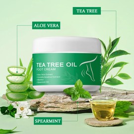 OUPEICHARM Tea Tree Oil Foot Cream for Dry Cracked Feet,Hydrating Foot Cream For Women Men (8oz)