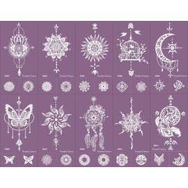 Dream Catcher Mandala Butterfly Tattoo Stencil Mesh Tattoo Template Reusable 10 Sheets Set Purple