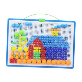 VICASKY DIY Educational Mosaic Toy Set 592pc Mushroom Nail Jigsaw Puzzle and Girls Pegboard Game Promote Logic Thinking Fine Motor Skills Random Color
