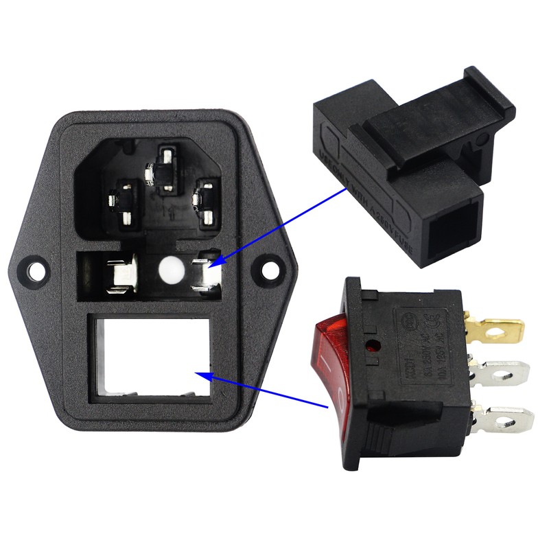 zdyCGTime 10A 250V AC Rocker Switch Power Socket 3 Pin