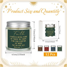 Cinrobiye 12Pcs Christian Religious Scented Candle Gifts for Women Easter Bible Verses Prayer Candle Table Centerpiece for Church Christ Baptism Confirmation Birthday Wedding Party Supplies