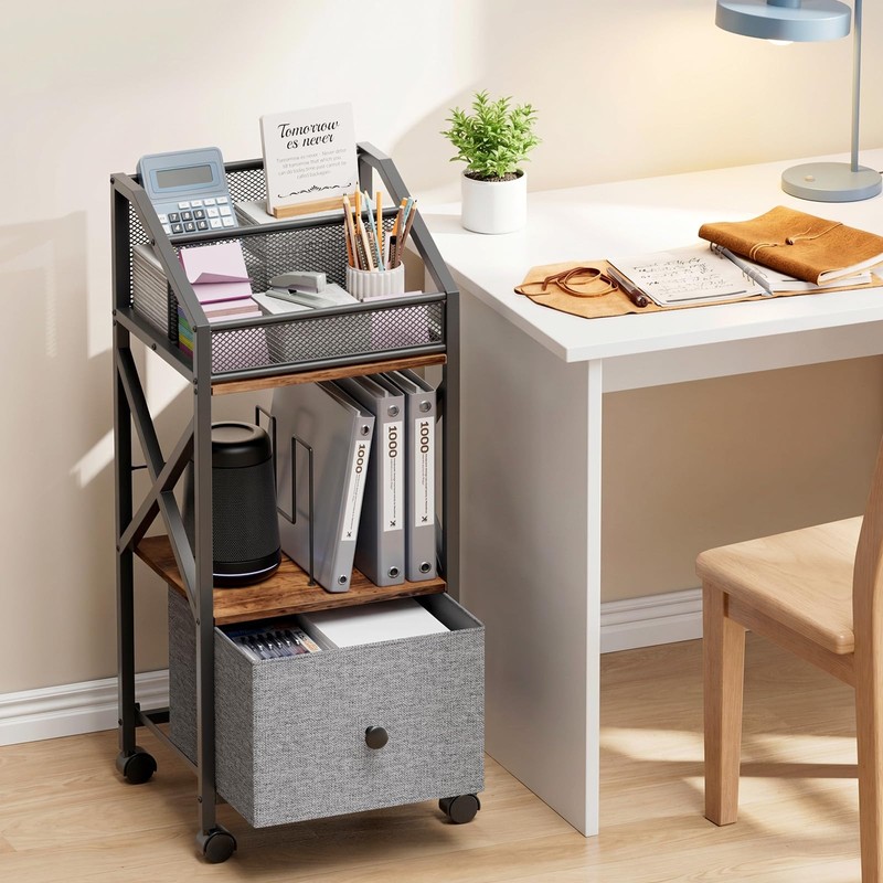 Portin Rolling Vinyl Record Storage Rack, Multi Magazine Holder