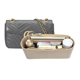 Felt Insert Purse Organizer , Tote Shaper Insert for GG Marmont Matelasse Shoulder Bag(Pack of 2)2000AKhaki-L
