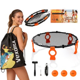 VEXOMIX Foldable Metal Roundnet Game Set for Outdoor Lawn & Beach(Orange)