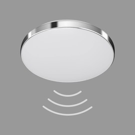 Telefunken - LED ceiling light, incl. motion sensor, ceiling light with daylight sensor, neutral white light colour, continuous light function, 16 watts, 1,500 lumens, white/chrome, diameter 29 cm