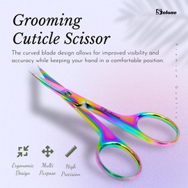 Stelone Multi-Purpose Cuticle Scissors, Eyebrow Scissors, Stainless Steel Curved Blade Manicure Pedicure Beauty Grooming for Nail, Eyelash & Dry Skin