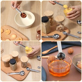 Ouligay 6 Stück Edelstahl Messlöffel Set Dosierlöffel mit Skala Teelöffel Cups Messbecher 1/8, 1/4, 1/2, 1 TSP, 1/2 TBLS & 1 TBLS Measuring Spoons Esslöffel für Trockenrationen Flüssigkeit Backmessen