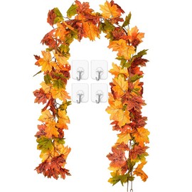 Artificial Fall Foliage Garland, Set of 2, Artificial Foliage Plants, Seasonal Decoration, Photography Props Room Decoration, Halloween, Thanksgiving, Christmas, New Years, Party Decorations