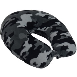 Wolf Essentials Adult Cozy Soft Microfiber Neck Pillow, Compact, Perfect for Plane or Car Travel, Black Camo