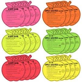 60 Pcs Apple Shape Happy Mail Teacher Notes to Parents Classroom Good Behavior Incentive Motivational Cards Positive Postcard to Send Home for Christmas Class Preschool Kindergarten Elementary School