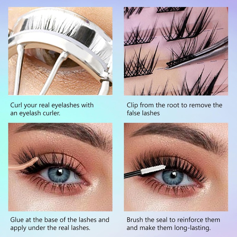 TORMEN Segment Eyelashes, 100 Pieces Segmentation False Eyelashes, Natural and