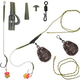 Carp Fishing Hair Rigs Carp Fishing Accessories Set Carp Sinker Weights Carp Rig Set Up Carp Hooks Corn Bait Leader Rigs for Carp Bass Catfish Carp Tackle Rigs(Type A-2oz)