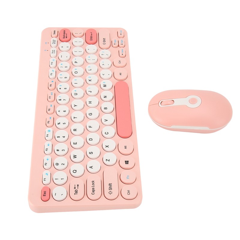Wireless Keyboard Mouse Set Stylish Slim Round Keycaps Mute Ergonomic