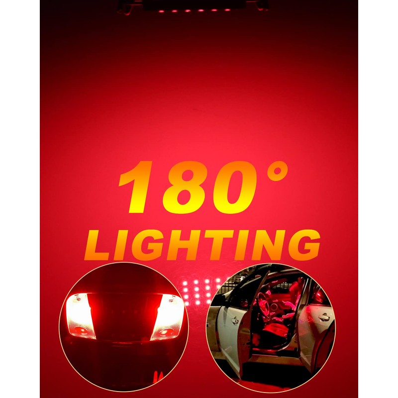 Qasim 44mm(1.73") LED Loop Bulb Bright Red,No-Polarity 12V 211-2 212-2