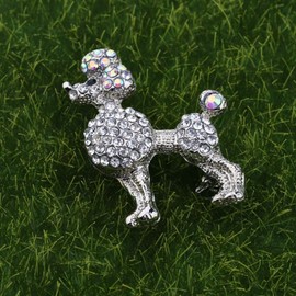 AKTAP SGRho Inspired Pin Poodle Pendant Crystal Brooch Sorority Womens Jewelry