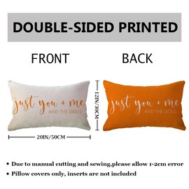 ULOVE LOVE YOURSELF You Me & Dogs Throw Pillow Covers Farmhouse Reversible Cushion Covers Pet Decorative Lumbar Pillowcases 12x20,2Pack Dog Lover Gifts Home Decorations for Sofa Bed Couch (Orange)