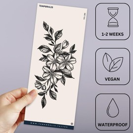 Flower tattoo – Temporalis® | Temporary tattoos for women and men – Vegan fake tattoos, waterproof and EU-certified – Lasts 1 to 2 weeks [ Jasmine flowers ]