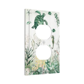 Sea Turtle Nautical 1 Gang Electrical Duplex Outlet Cover Ocean Underwater Decorative Switch Plate Wall Plate Animal Unique Receptacle Wallplate Faceplate for Home Decor
