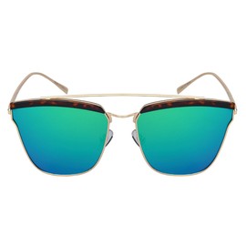 Edge I-Wear Women's Chic Square Sunnies with Flat Color Mirror Lens 32209-FLREV-2(DEMI)