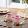 balvi Tulip Coffee Cup Set Pink Green 2 Tulip Shaped