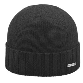 MELEGARI Beanie Beanie Hat Treviso | 100% Cashmere | Made in Italy | Unisex, Black, One size
