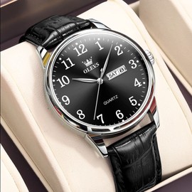 OLEVS Mens Wacthes Big Face Luxury Waterproof Watches for Men Analog Leather Men's Watch Dress Quartz Men Wrist Watch Classic Wristwatches Wrist Watch with Day Date Easy Read Mens Watches Leather Band