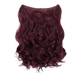CAISHA 20" 1 Weft Extension With Elastic Band Hair Extensions Hairpiece Wavy Burgundy Red E114-1