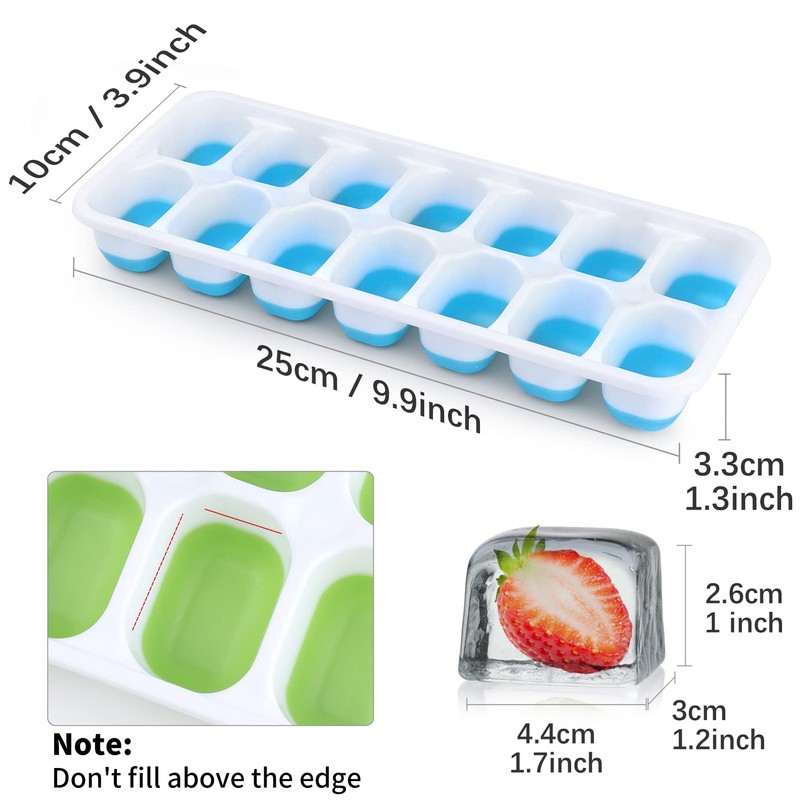 Ice Cube Trays for Freezer, Furnsii 4 Pack Stackable Ice