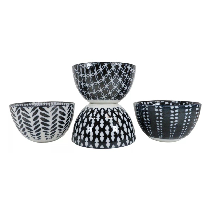 Made In Japan Symmetry Contemporary Design 5"Diameter Porcelain Bowls Set