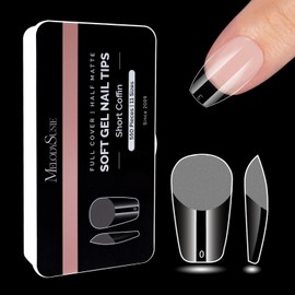 MelodySusie Short Coffin Gel x Nail Tips, 550Pcs Preshaped Half Matte Acrylic Fake Nails, 12 sizes Full Cover Soft Gel Nail Tips for Nail Extension at Home DIY Salon