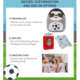 DolliBu Snug-Mooshies Sloth Stuffed Animal with Soccer Ball Plush - Huggable Sloth, Adorable Playtime Plush Toy, Cute Wild Life Gift, Super Soft Stuffed Doll Animal Toy for Kids, Adults - 10 Inch