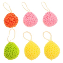 Baluue 6Pcs Non Latex Bath Sponge Scrubbers Drop Shaped Honeycomb Design Mixed Colors Soft Body Bathing Sponges for Gentle Exfoliation and Safe Bathing
