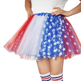 DMLBC Women Adult Teens Red Blue White Tutu Skirts Woman Running 4th of July American Flag Tutu Costumes