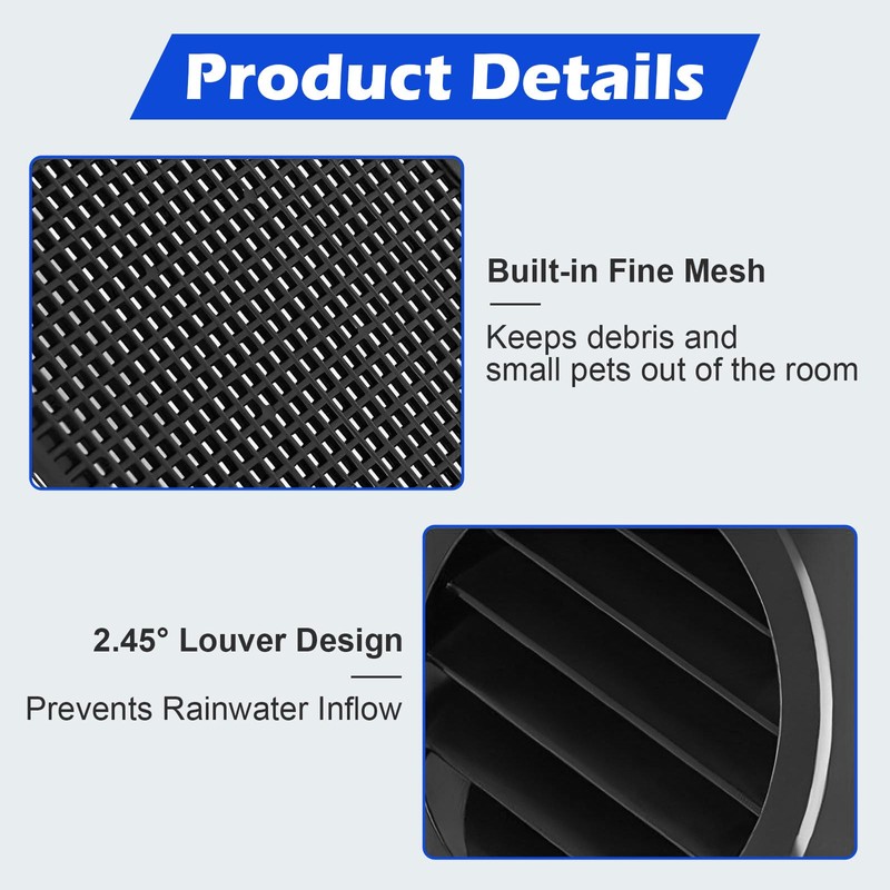 4 Inch Soffit Vent Cover, Black Round Soffit Exhaust Vent