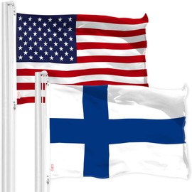 G128 USA American Flag & Finland Finnish Flag 3x5FT Printed 150D Polyester