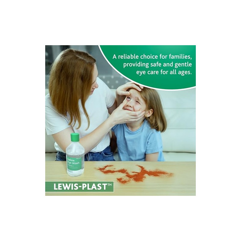 Lewis-Plast Lewis-Plast Saline Eye Wash Solution, 500ml Bottle for Safe