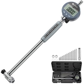 Neoteck Bore Gauge Set Digital Indicator Dial Bore Gauge (2-6"/0.0005") Measurement with Self-Centering Dial, Carbide Anvils,and Insulated Grips for Deep Engine Cylinder Measurement-Silver