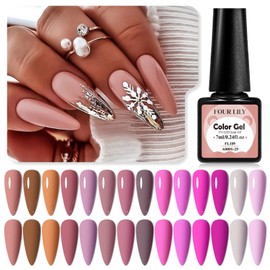 Four Lily Gel Nail Polish Set 18 Pcs, Nude Neutral Hot Pink Gel Nail Polish Skin Tones Magenta Light Soft Pink Nail Art Gel Design for Women Girl Nail Lovers Gift Salon DIY