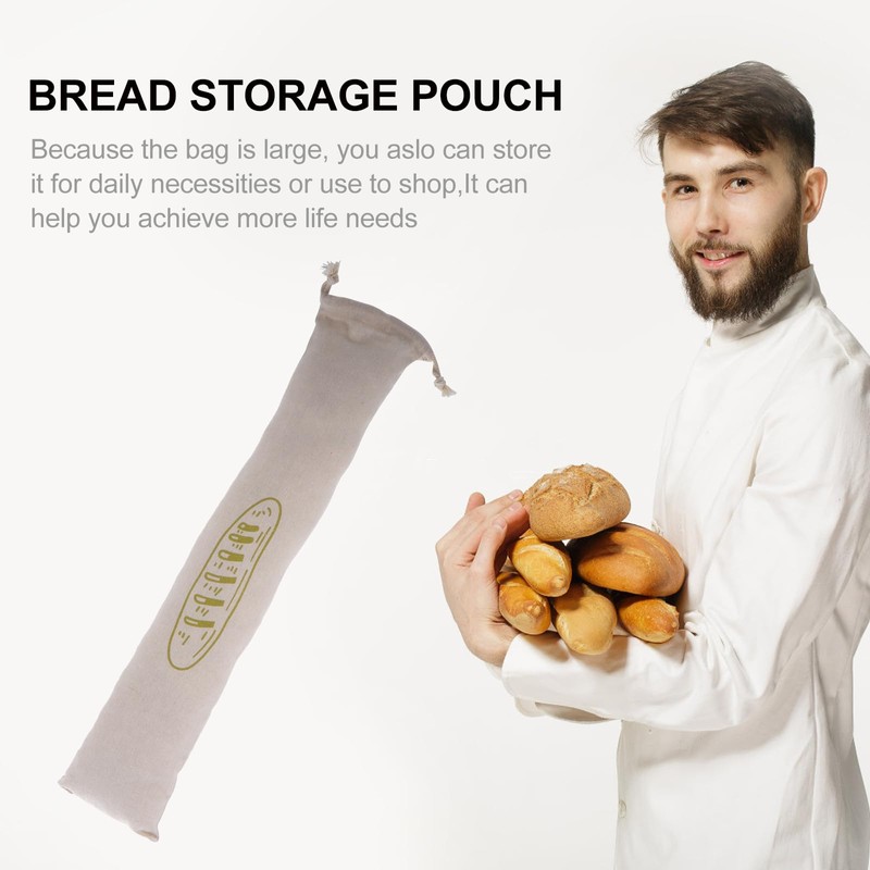 LIFKOME Drawstring Bread Bag, Reusable Baguette Bread Keepers Bread Storage