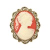 1928 Jewelry Faux Carnelian Cameo Oval Brooch, Great For Dresses,