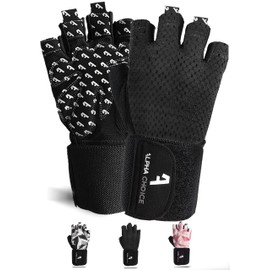 Alphachoice Performance Fitness Gloves for Men and Women with Wrist Protection - Training Gloves for Strength Training, Bodybuilding, Weightlifting (S, Black)