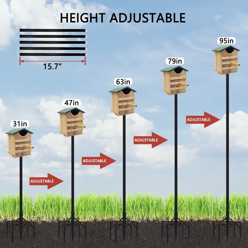 Bird Feeder Pole Kit 95 Inch,Bird House Pole for Outdoors