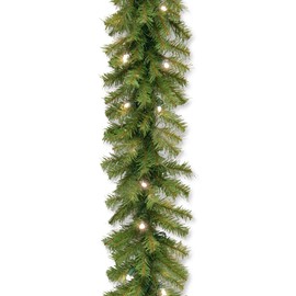 National Tree 9 Foot by 10 Inch Norwood Fir Garland with 50 Battery Operated Soft White LED Lights (NF-308-9A-B)