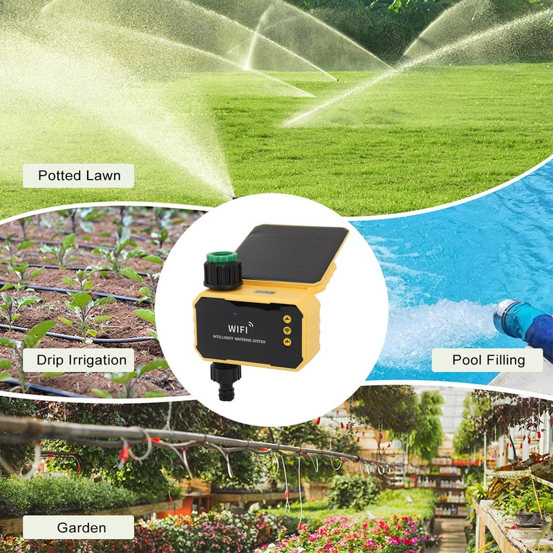 WiFi Sprinkler Timer, Solar WiFi Sprinkler Valve Timer for Garden