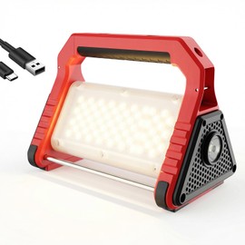 SUNREI LED Rechargeable 2000LM Magnetic Work Lights COB Mechanic Lights, 4 Modes, Adjustable Color Temperature, Rotating Handle & Built-in Cable Storage - Ultimate Outdoor and Emergency Light