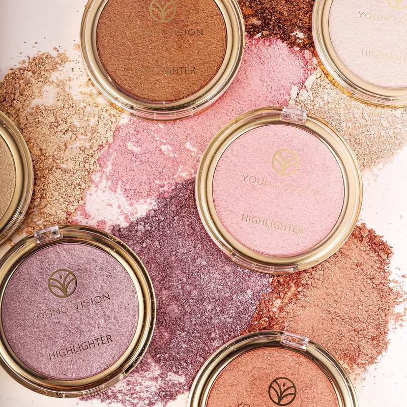YOUNG VISION Baked Highlighter Powder Palette, Sheer Pearl Shimmer Shades