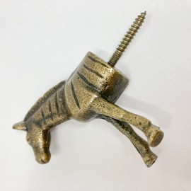 Safari Antique Brass Animal Iron Metal Drawer Knobs (Hook, Zebra)