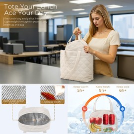 TAKUMI Tote Bag for Women, Lightweight Quilted Puffer Bag with Zippers, Laptop Tote Bag, Purse for Work, Gym, Travel, 3pcs