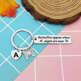 Butterfly Memorial Keyring Sympathy Gifts Memorial Gift for Loss of a Loved 1 Remembrance Gift Bereavement Jewelry Gift For Loss Of Infant Loss of Sister Sympathy Gifts Letter A Keyrings for Women